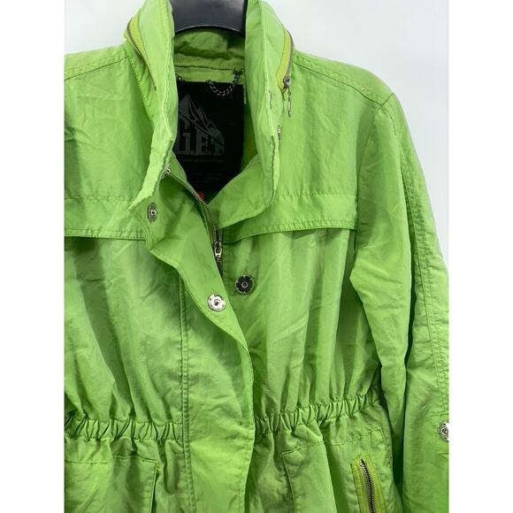 G.E.T. Women's Green Snap-Button Zip-Up Long Sleeve Mesh Cinched Jacket SZ S - Picture 3 of 12